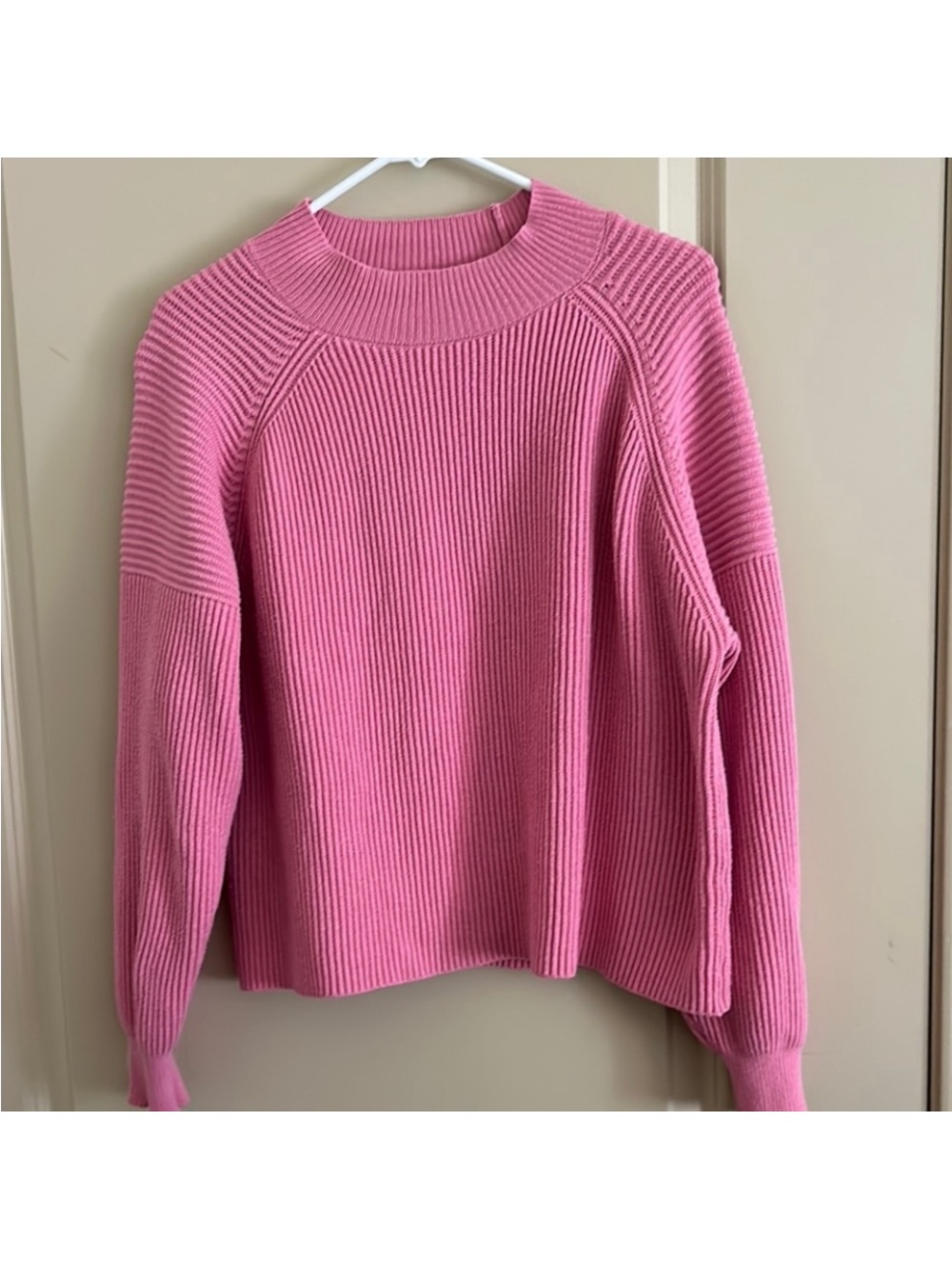 Mango Pink Ribbed Crewneck Sweater